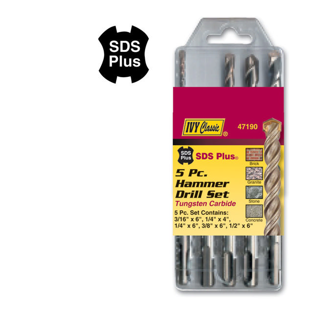 5 Pc. 2-Cutter Hammer Drills Set, Fits SDS-Plus